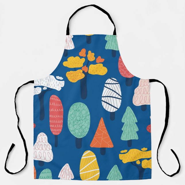 Doodle Trees: Vintage Kids Background. Apron (Front)
