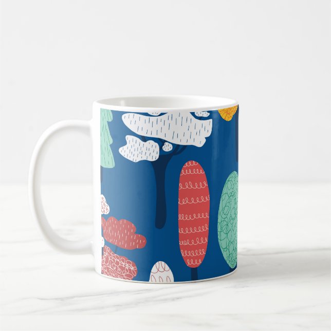 Doodle Trees: Vintage Kids Background. Coffee Mug (Left)