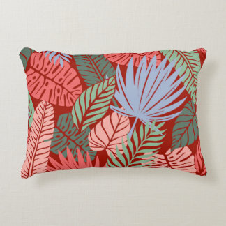 Doodle Tropical Leaves: Dark Hand-Drawn Accent Pillow