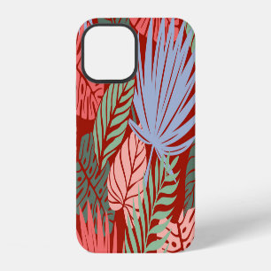 Doodle Tropical Leaves: Dark Hand-Drawn iPhone 12 Case