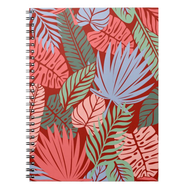 Doodle Tropical Leaves: Dark Hand-Drawn Notebook (Front)