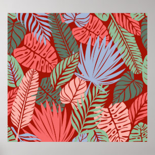 Doodle Tropical Leaves: Dark Hand-Drawn Poster