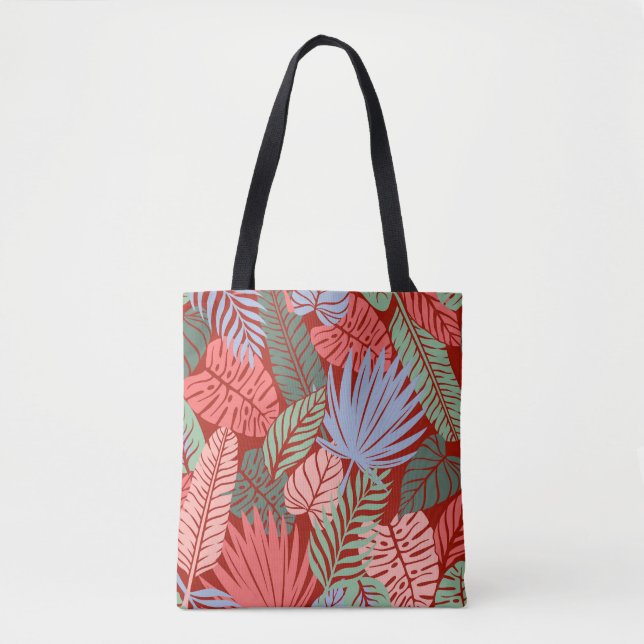 Doodle Tropical Leaves: Dark Hand-Drawn Tote Bag (Front)