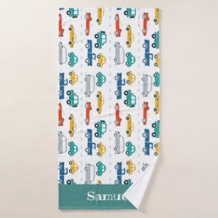 Doodle Vehicles Kids Personalized Name Towel