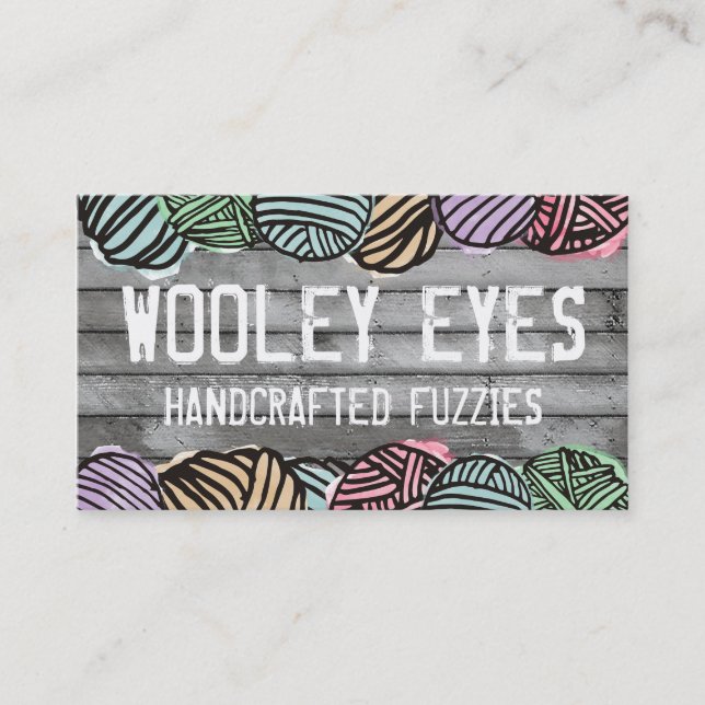Doodle watercolor yarn knitting crochet business card (Front)