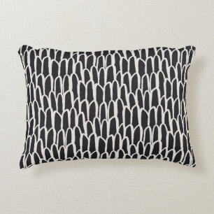Doodle waves mudcloth mod geometric simple black accent pillow
