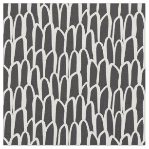 Doodle waves mudcloth mod geometric simple black fabric