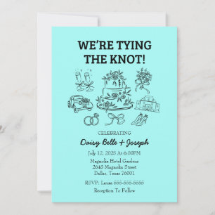 Doodle Wedding Blue Invitation