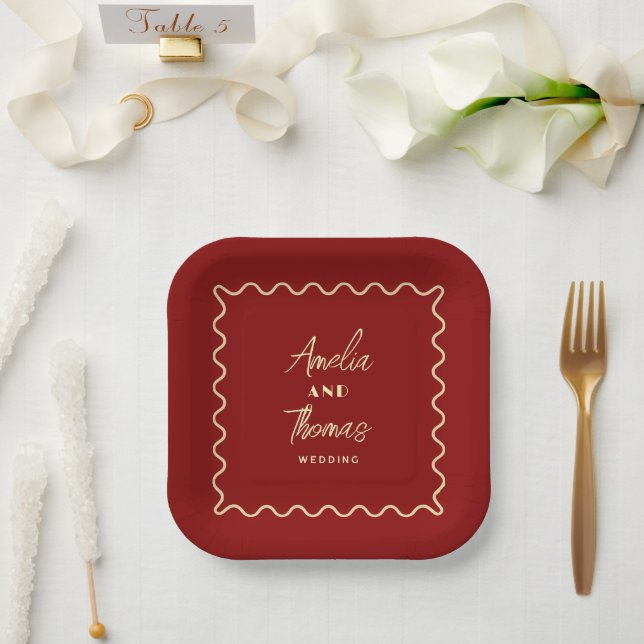 doodle Whimsical Retro Classy wedding  Paper Plate (Wedding)