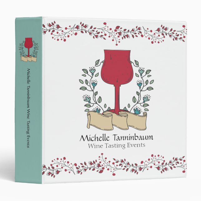 Doodle wine glass wine tasting sommelier binder (Front/Spine)