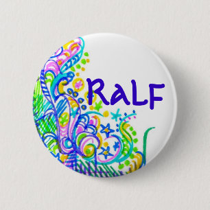 Doodlebugs Blue Graffiti Name Tag 2 Inch Round Button