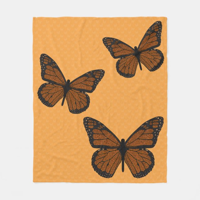 Doodled Monarch Fleece Blanket (Front)