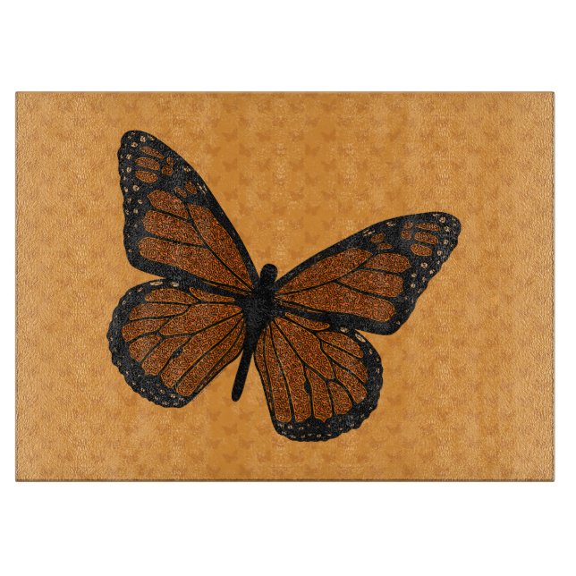 Doodled Monarch Glass Cutting Board (Front)