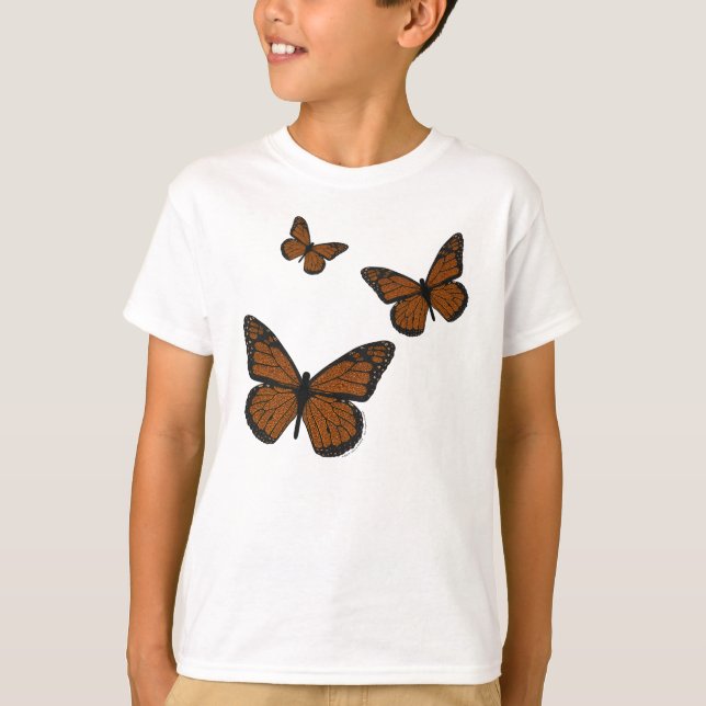 Doodled Monarch Kid's and Baby Light Shirt (Front)