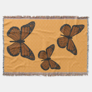 Doodled Monarch Throw Blanket