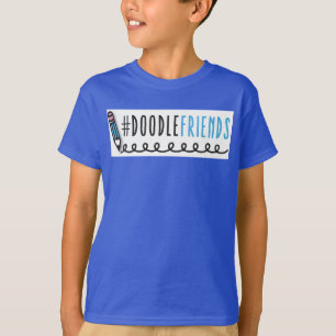 #DoodleFriends - Kids T-Shirt with Black Sleeves
