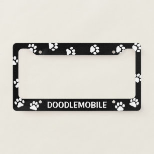 DOODLEMOBILE - Paw Prints - Custom Dog Lover's License Plate Frame