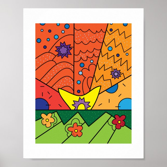 Doodles colorés, Motif, Design Poster Imprimer (Devant)