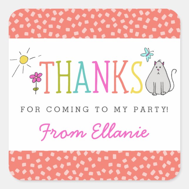 Doodles colorés Stickers Faveur Anniversaire / Kit (Devant)