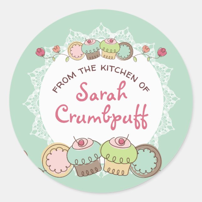 Doodles cookies cupcakes from the kitchen of classic round sticker (Front)