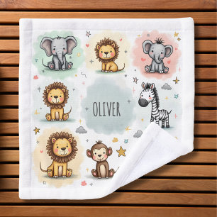 Doodles d'animaux de safari à l'aquarelle mignons