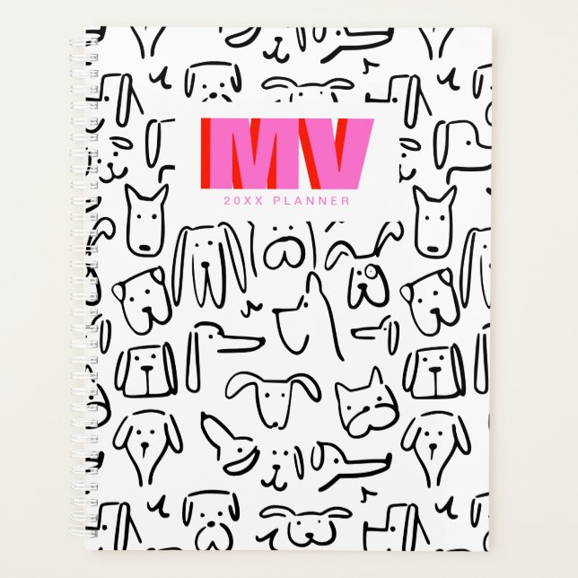 Doodles de chien | Planificateur monographique per (Devant)