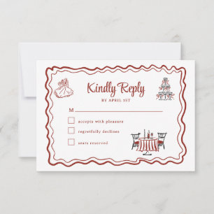 Doodles dessinés à la main RSVP Mariage Italien