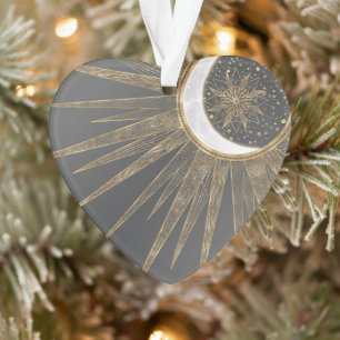 Doodles d'or élégants Sun Moon Mandala Design