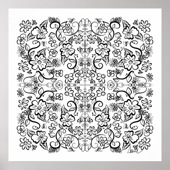 Doodles Fleurs Vous Colorez Poster (Devant)