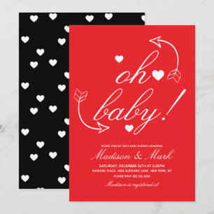 Doodles Floating Hearts Baby Shower  Invitation