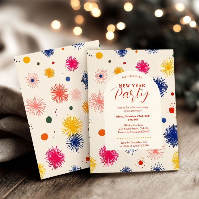  Doodles Hand-Drawn Abstract New Year Party Invitation (Creator Uploaded)