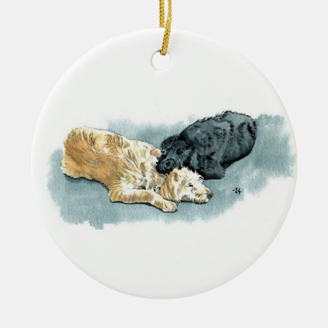 Doodles in Love Ceramic Ornament (Front)