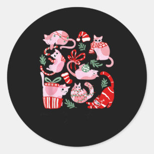 Doodles Merry Catmas Christmas Funny Cat Lover Xma Classic Round Sticker