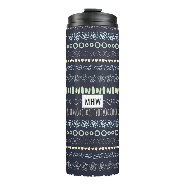 Doodles Pattern custom monogram tumbler (Front)