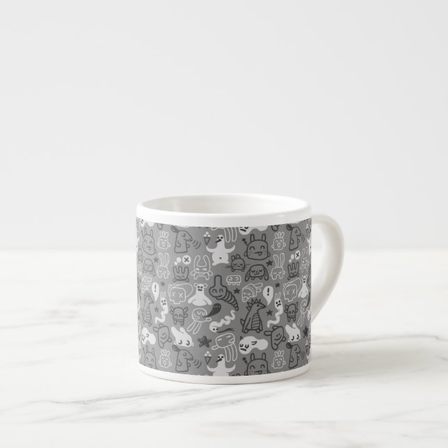 doodles pattern illustration espresso cup (Front Right)