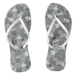 doodles pattern illustration flip flops