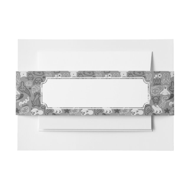 doodles pattern illustration invitation belly band (Front Example)