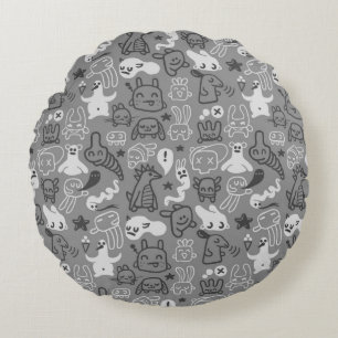 doodles pattern illustration round pillow