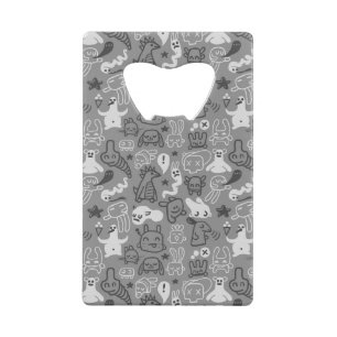 doodles pattern illustration wallet bottle opener