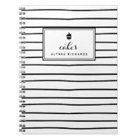 Doodles Stripes Custom Baking Recipe Notebook
