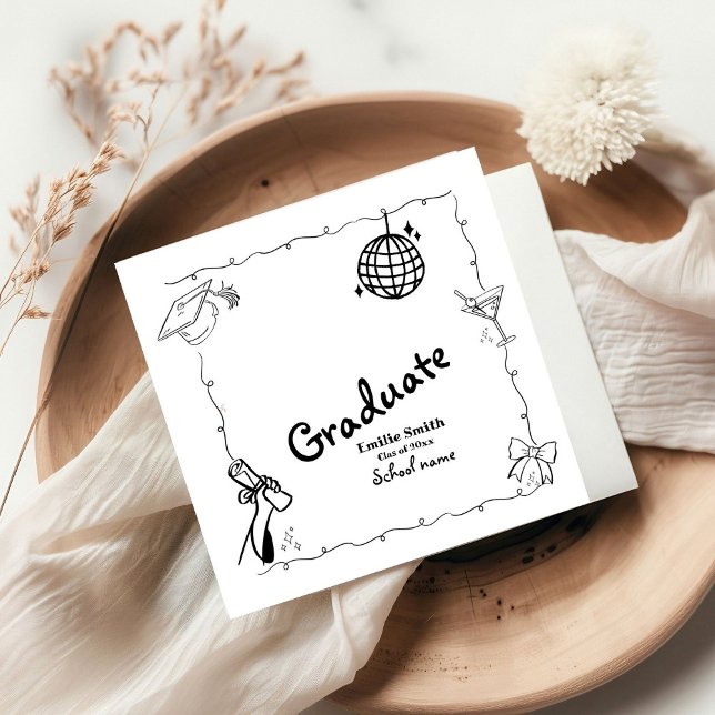 Doodles style Hand Drawn Graduation Party Napkin (Creator Uploaded)