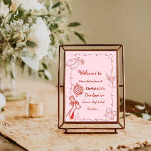 Doodles style Hand Drawn Graduation Party welcome  Poster
