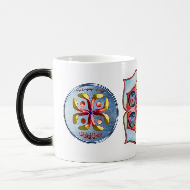 Doodling on the symbol of Global Unity Magic Mug (Left)