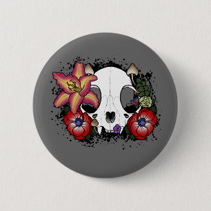 Doom and Bloom Cat Skull 2 Inch Round Button