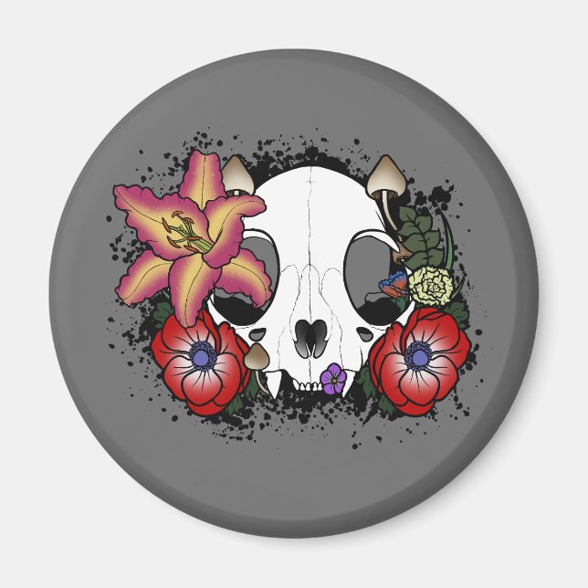 Doom and Bloom Cat Skull Magnet (Front)