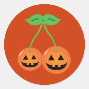 Doom Jack o' Lantern Cherries Classic Round Sticker
