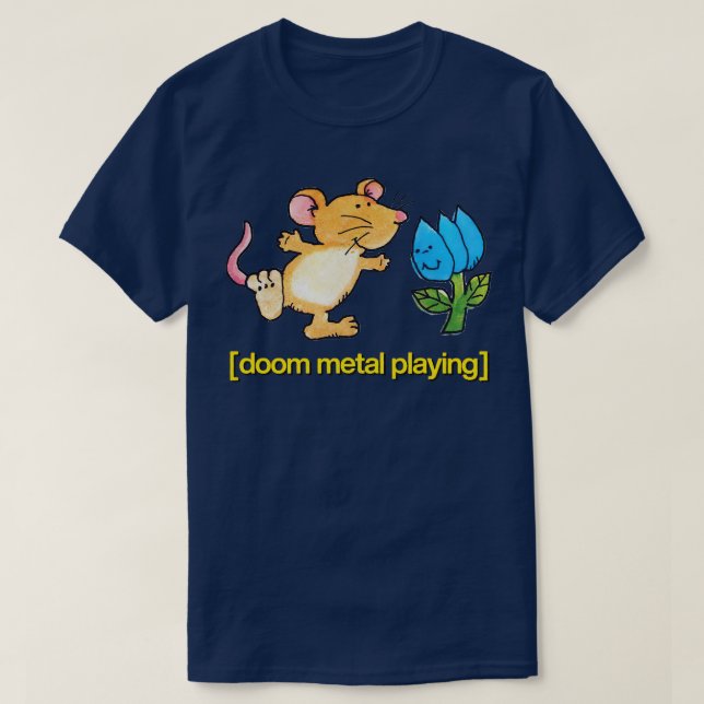 Doom Metal Playing Cute Dancing Mouse Design T-Shirt (Design Front)