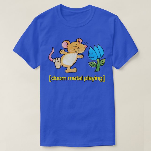 Doom Metal Playing Cute Dancing Mouse Design T-Shirt (Design Front)