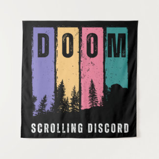 DOOM Scrolling Discord – Retro Forest Wall Art Tapestry