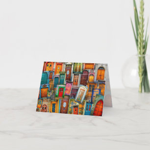 Door Art Blank All Occasion Travel Colourful Holiday Card